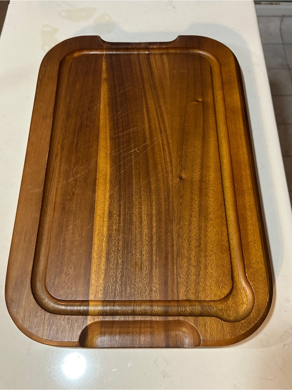 Pampered Chef Wooden Acacia Cutting Board 18x12 Reversible